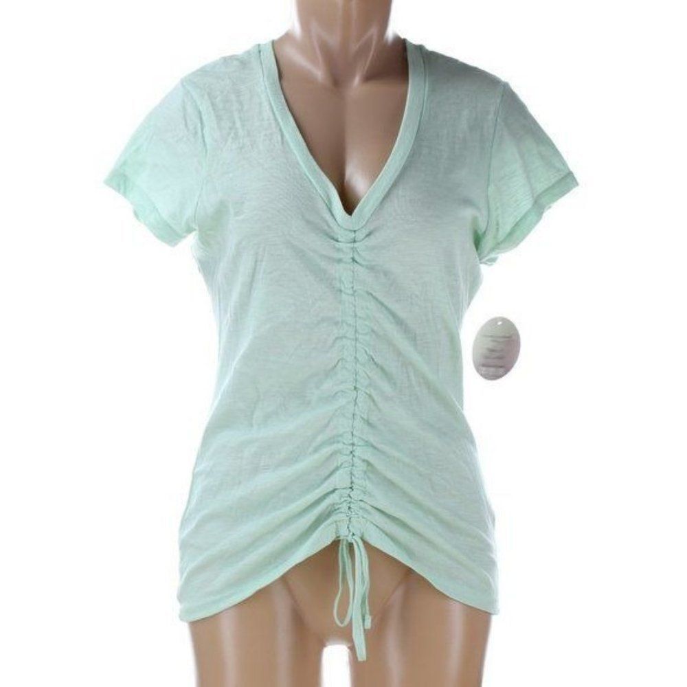 Full circle Trends with love Green gathered Tee Top Large NWT